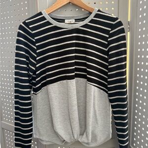 Eyeshadow Black and Gray Striped Top
